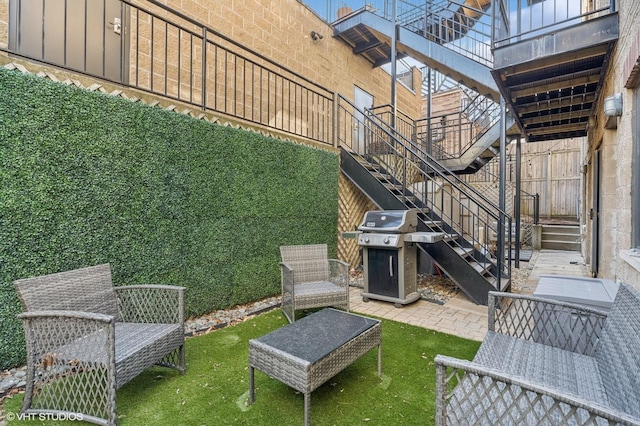 view of patio / terrace featuring a grill