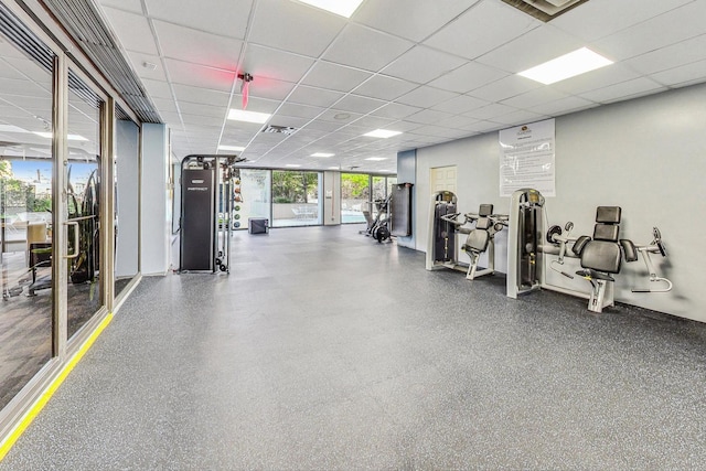 gym with a drop ceiling