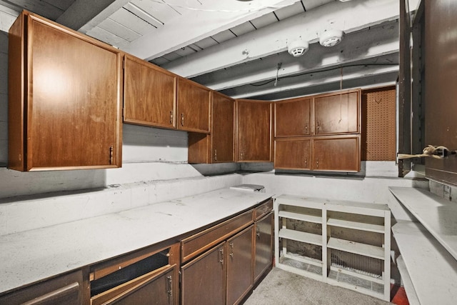 kitchen with beam ceiling