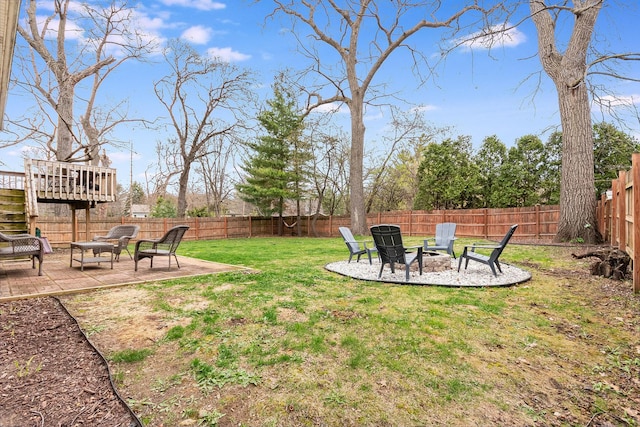 6402 N Shore Ave, Spring Grove, IL 60081 - view of yard with a fire pit, a patio, and a wooden deck