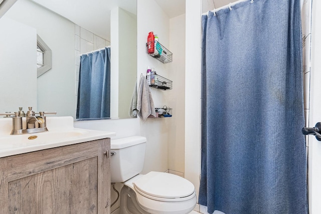 6402 N Shore Ave, Spring Grove, IL 60081 - bathroom featuring toilet, a shower with shower curtain, and vanity