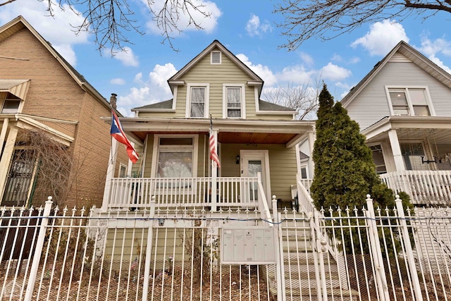 view of front of property featuring covered porch