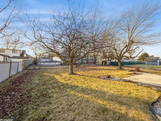 view of yard with a fenced backyard and a fenced in pool