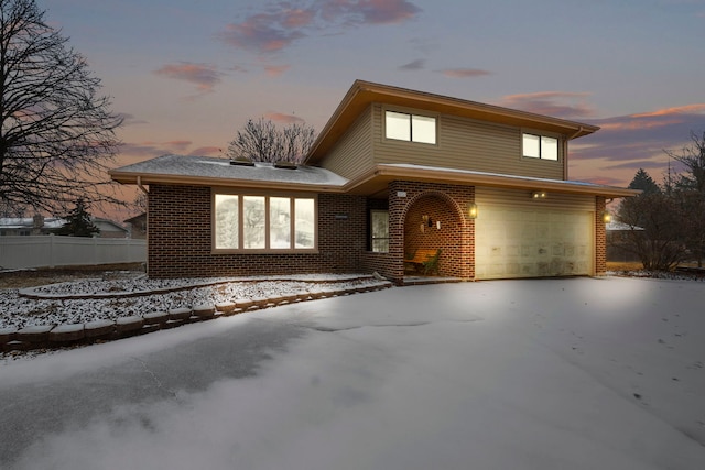 view of front of house with a garage