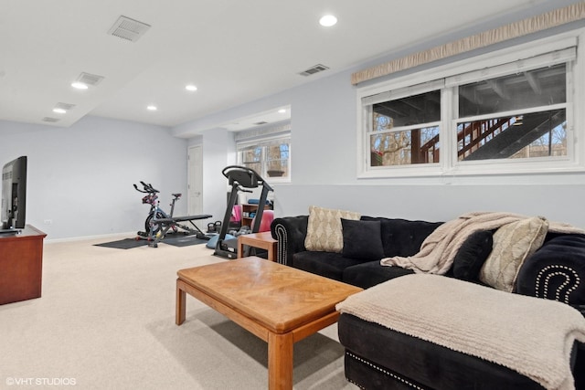 living room with carpet