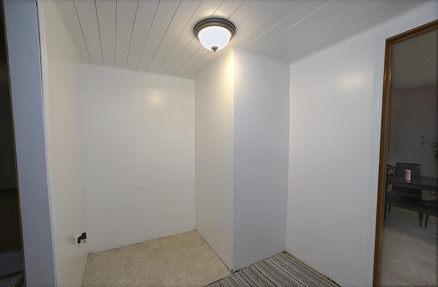 bathroom with wood ceiling