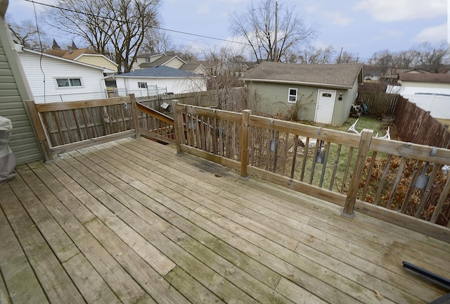 deck featuring a storage shed