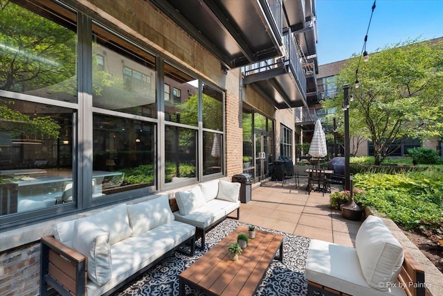 view of patio / terrace featuring an outdoor living space