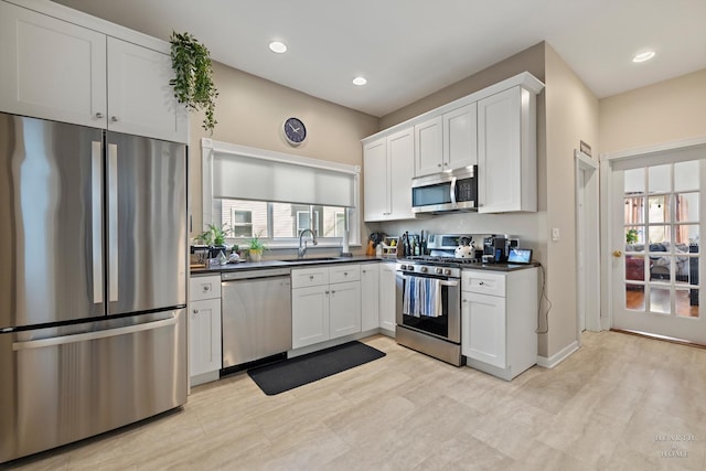 kitchen with white cabinetry, appliances with stainless steel finishes, and sink