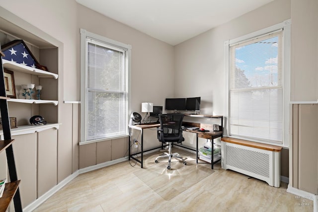 office area with radiator