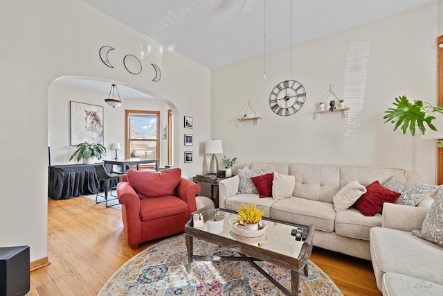 living room with light wood-type flooring