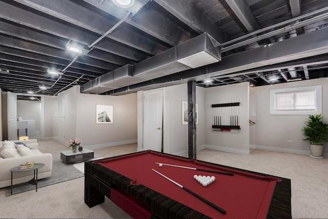 playroom featuring billiards