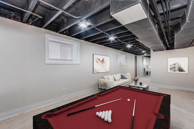 game room featuring billiards