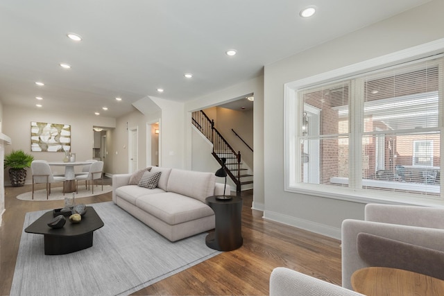 living room featuring wood-type flooring