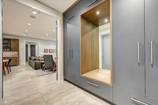 hallway with recessed lighting