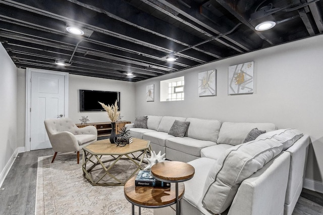 living room with wood-type flooring