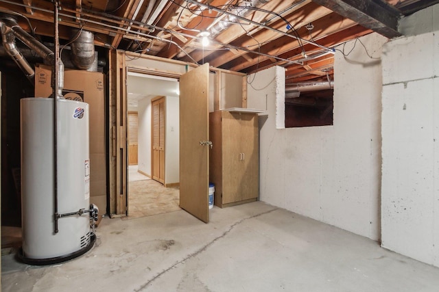 basement with water heater