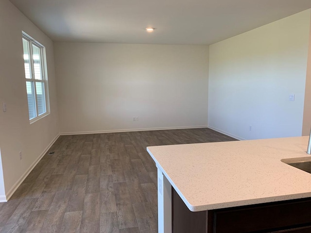 kitchen with dark hardwood / wood-style flooring