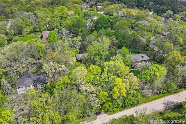 bird's eye view of a heavily wooded area