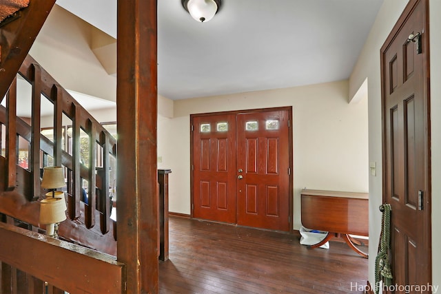 foyer with wood-type flooring