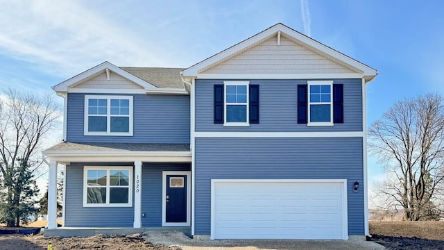 view of front facade featuring a garage