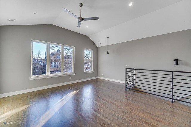 1734 W Cullerton St, Chicago, IL 60608 - additional living space featuring lofted ceiling, hardwood / wood-style flooring, and ceiling fan