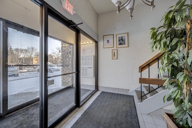 interior space with light tile patterned floors