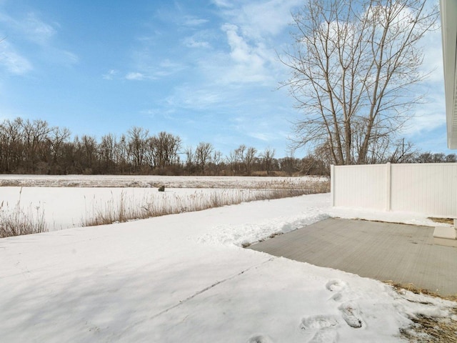 view of yard covered in snow