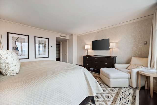 bedroom featuring ornamental molding