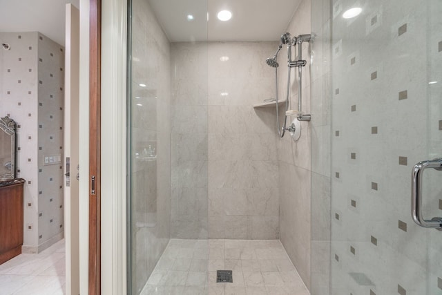 bathroom featuring an enclosed shower