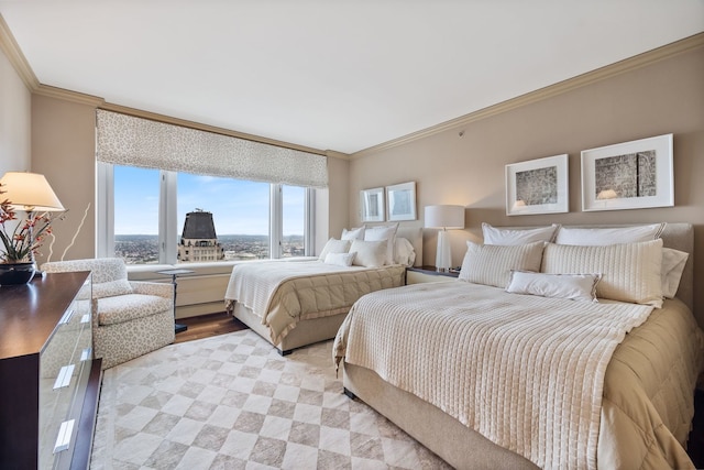 bedroom featuring crown molding