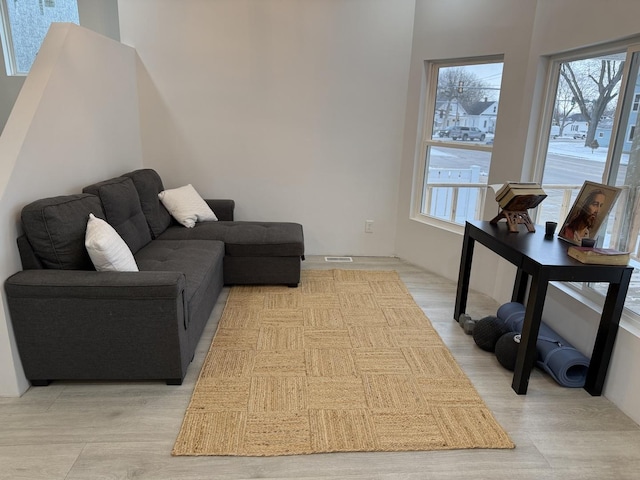 living room featuring light hardwood / wood-style flooring