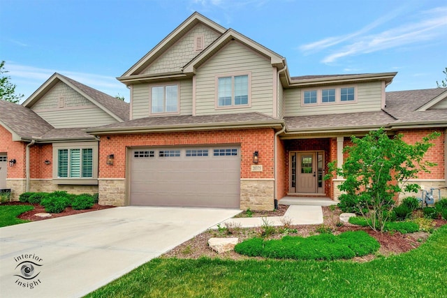 20375 Grosse Point Dr, Frankfort, IL 60423 - view of front of property with concrete driveway, a garage, brick siding, and roof with shingles