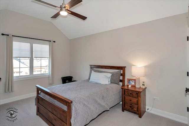 20375 Grosse Point Dr, Frankfort, IL 60423 - bedroom with lofted ceiling, light carpet, baseboards, and a ceiling fan