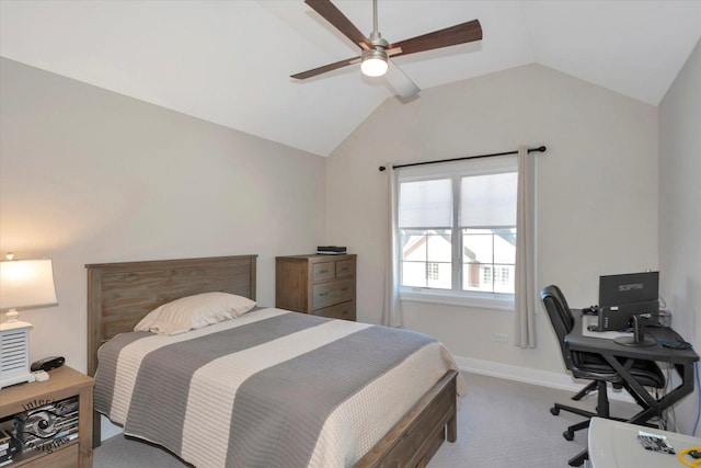 20375 Grosse Point Dr, Frankfort, IL 60423 - bedroom featuring lofted ceiling, carpet flooring, a desk, ceiling fan, and baseboards