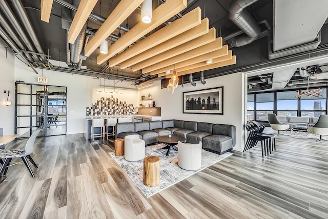 living area featuring wood finished floors