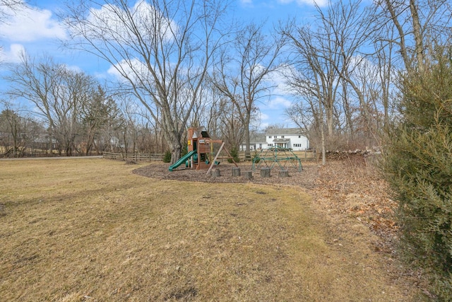 view of yard featuring a playground