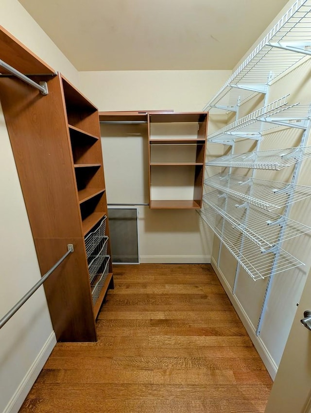 walk in closet featuring wood-type flooring