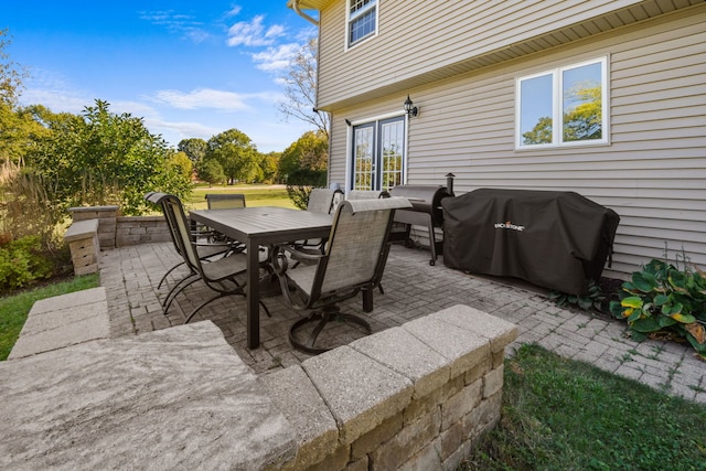 view of patio with a grill