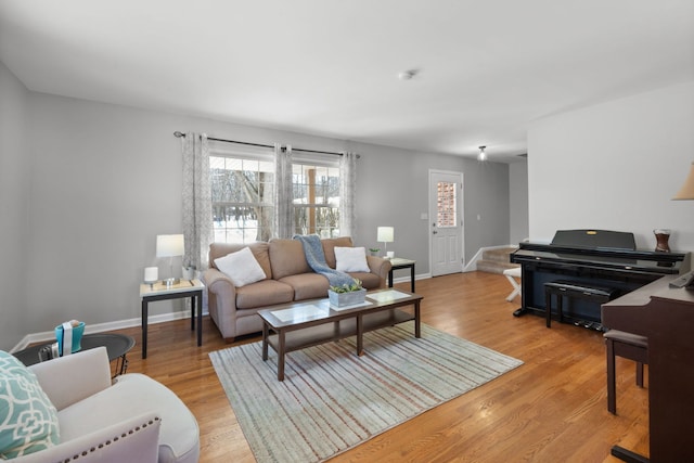 living room featuring light hardwood / wood-style floors