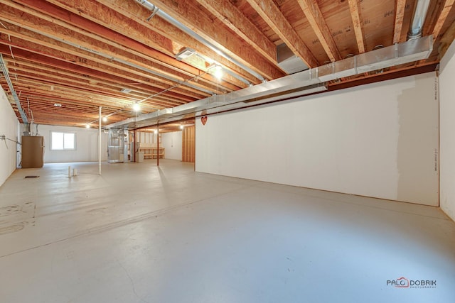 basement with water heater