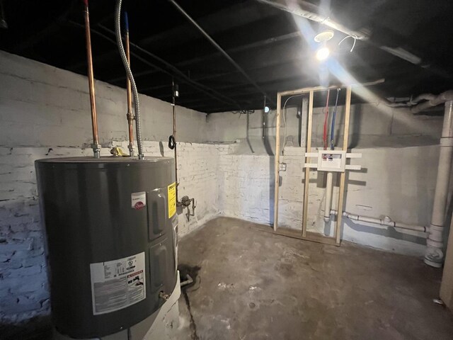 basement featuring water heater