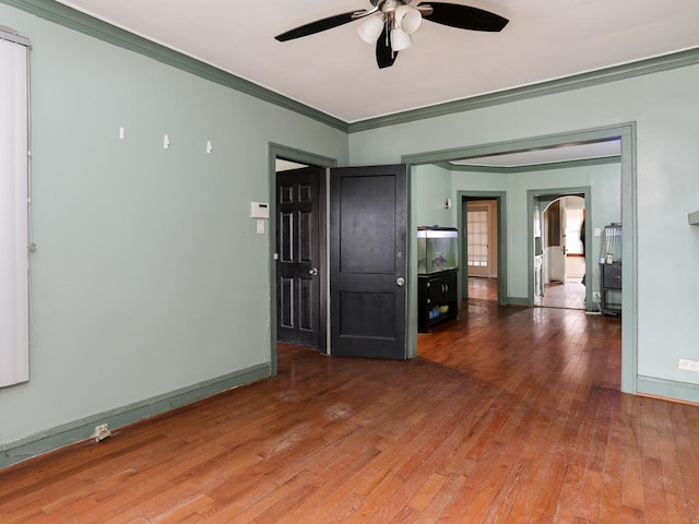 6333 S Talman Ave, Chicago, IL 60629 - empty room featuring hardwood / wood-style flooring, ornamental molding, and ceiling fan
