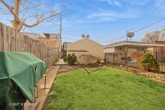 view of yard featuring a fenced backyard