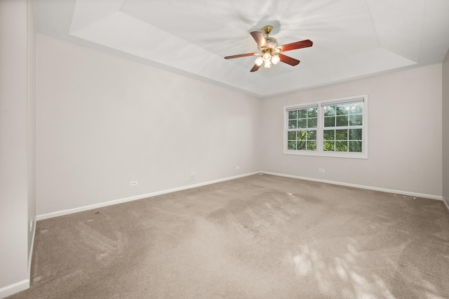 3444 Owens Ln, Dekalb, IL 60115 - unfurnished room featuring a tray ceiling, a ceiling fan, and carpet floors