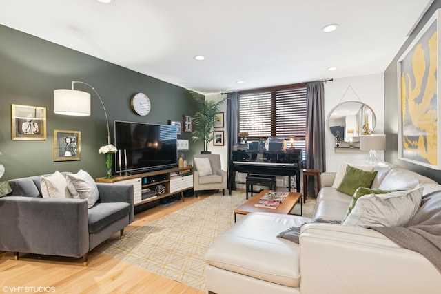 living room with wood-type flooring