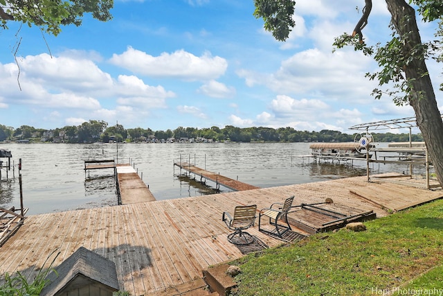 view of dock featuring a water view