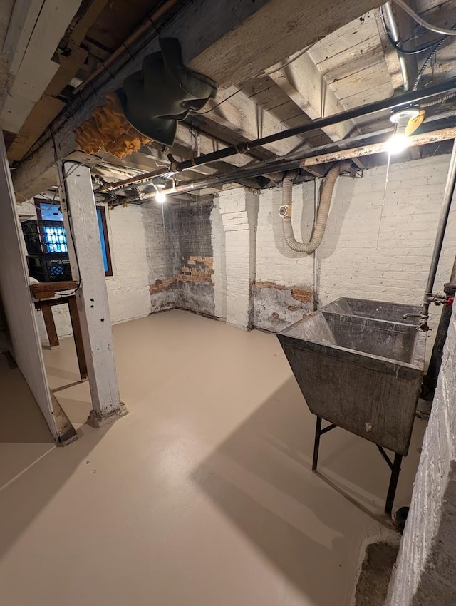 basement featuring sink