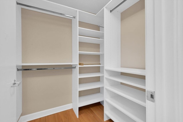 spacious closet with hardwood / wood-style floors