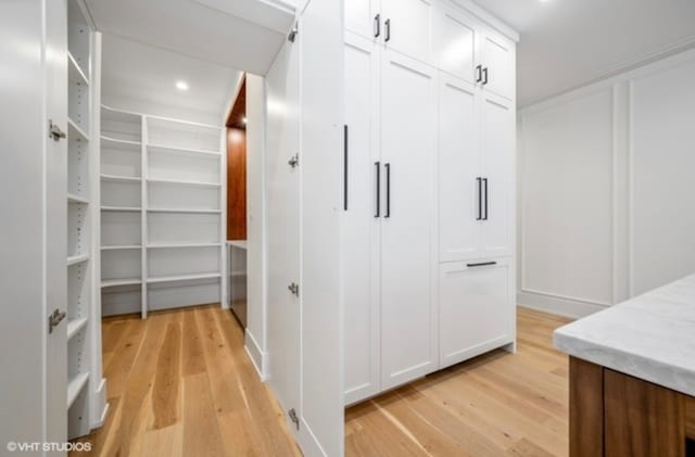 spacious closet featuring light wood-style floors